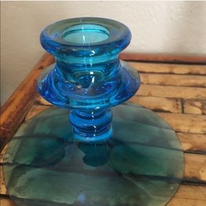 Vintage Accents - 2 Matching Aqua Blue Glass Vintage Candle Holders Vintage Accents - 2 Matching Aqua Blue Glass Vintage Candle Holders